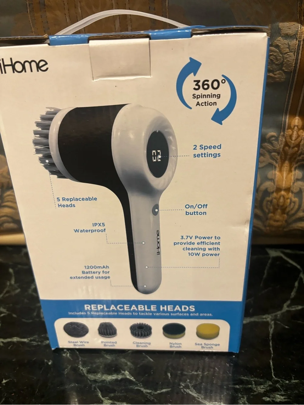 iHome Cordless Scrubber in Blue and White